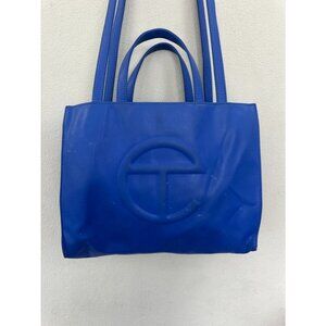 Telfar Medium Shopping Bag Painter's Tape Blue Vegan Leather Tote Handbag